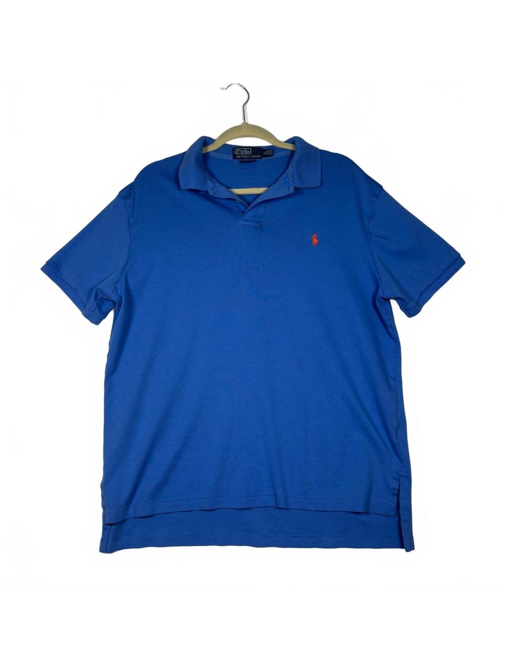 Polo Ralph Lauren Men’s XL Custom Fit Blue Orange Pony Short Sleeve Polo Shirt